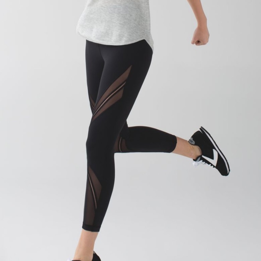 Lululemon High Times Mesh Pant Metta Black Sz 6